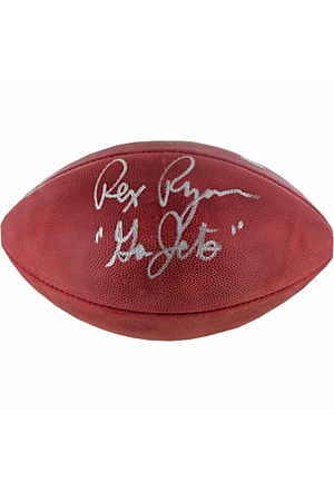 Rex Ryan Autographed NFL Duke Football w/ "Go Jets" Insc.